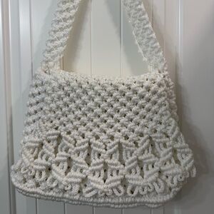 Elegant Cream Crochet Shoulder Bag